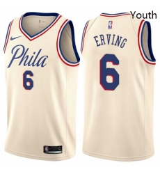 Youth Nike Philadelphia 76ers 6 Julius Erving Swingman Cream NBA Jersey City Edition