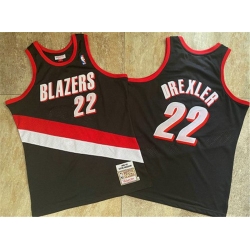 Blazers 22 Clyde Drexler Black 1991 92 Hardwood Classics Swingman Jersey