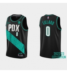 Men Portland Trail Blazers 0 Damian Lillard 2022 23 Black City Edition Stitched Basketball Jersey