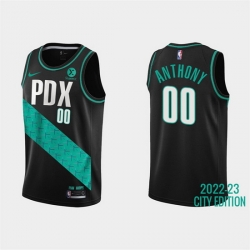 Men Portland Trail Blazers 00 Carmelo Anthony 2022 23 Black City Edition Stitched Basketball Jersey