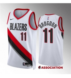 Men Portland Trail Blazers 11 Malcolm Brogdon White Association Edition Stitched Basketball Jersey