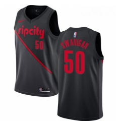 Mens Nike Portland Trail Blazers 50 Caleb Swanigan Swingman Black NBA Jersey 2018 19 City Edition 