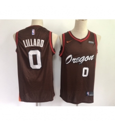 Men's Portland Trail Blazers #0 Damian Lillard Brown City Player Jersey