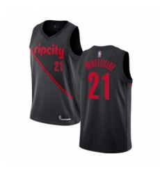 Mens Portland Trail Blazers 21 Hassan Whiteside Authentic Black Basketball Jersey 2018 19 City Edition 