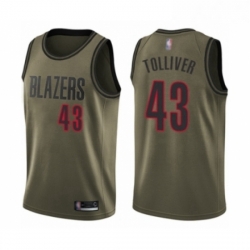 Mens Portland Trail Blazers 43 Anthony Tolliver Swingman Green Salute to Service Basketball Jersey 