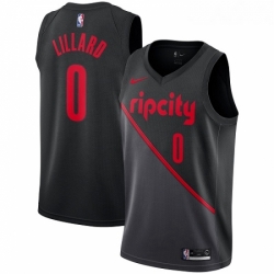 Youth Nike Portland Trail Blazers 0 Damian Lillard Swingman Black NBA Jersey 2018 19 City Edition