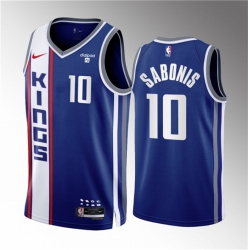 Men Sacramento Kings 10 Domantas Sabonis Blue 2023 24 City Edition Stitched Basketball Jersey