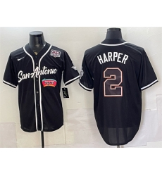 Men San Antonio Spurs  2 Dylan Harper Black USA 250  Patch Stitched Baseball Jersey