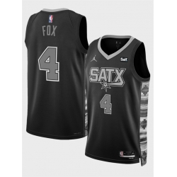 Men San Antonio Spurs 4 De 27Aaron Fox Black 2025 Statement Edition Stitched Basketball Jersey