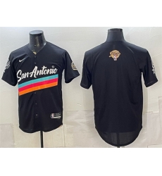 Men San Antonio Spurs Blank Black 2026 Finals Patch City Edition Stitched Baseball Jersey Men San Antonio Spurs Blank Black 2026 Finals Patch City Edition Stitched Baseball Jersey