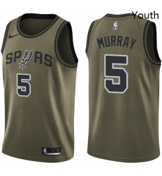 Youth Nike San Antonio Spurs 5 Dejounte Murray Swingman Green Salute to Service NBA Jersey