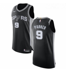 Youth Nike San Antonio Spurs 9 Tony Parker Authentic Black Road NBA Jersey Icon Edition