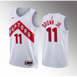 Men Toronto Raptors 11 Bruce Brown Jr White Association Edition Stitched Basketball Jersey