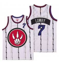 Raptors 7 Kyle Lowry White Red Big Logo Retro Jersey 4