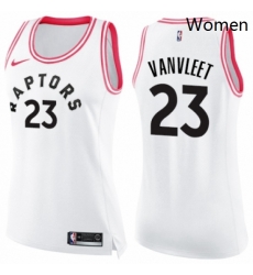 Womens Nike Toronto Raptors 23 Fred VanVleet Swingman WhitePink Fashion NBA Jersey 