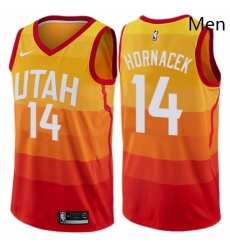 Mens Nike Utah Jazz 14 Jeff Hornacek Swingman Orange NBA Jersey City Edition