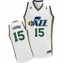 Youth Adidas Utah Jazz 15 Derrick Favors Swingman White Home NBA Jersey