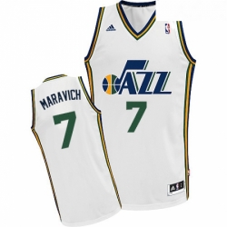 Youth Adidas Utah Jazz 7 Pete Maravich Swingman White Home NBA Jersey