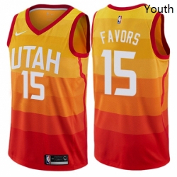 Youth Nike Utah Jazz 15 Derrick Favors Swingman Orange NBA Jersey City Edition