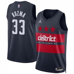 Men Washington Wizards 33 Kyle Kuzma Navy 2024 25 Statement Edition Stitched Basketball Jersey