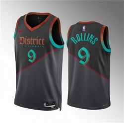 Men Washington Wizards 9 Ryan Rollins Black 2023 24 City Edition Stitched Basketball Jersey