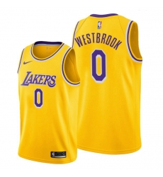 Men Lakers Russell Westbrook 2021 trade gold icon edition jersey