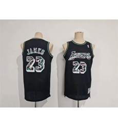 Men Los Angeles Lakers 23 LeBron James Black Throwback Basketball Jersey