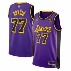 Men Los Angeles Lakers 77 Luka Doncic Purple 2025 Statement Edition Stitched Basketball Jersey