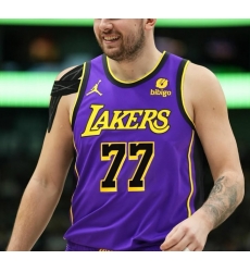 Men Los Angeles Lakers Luka Doncic #77 Purple Stitched NBA Jersey