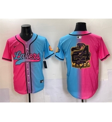 Men Los Angeles Lakers Team Big Logo Pink Blue Limited Stitched Baseball Jersey Men Los Angeles Lakers Team Big Logo Pink Blue Limited Stitched Baseball Jersey