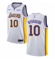 Youth Nike Los Angeles Lakers 10 Sviatoslav Mykhailiuk Swingman White NBA Jersey Association Edition 