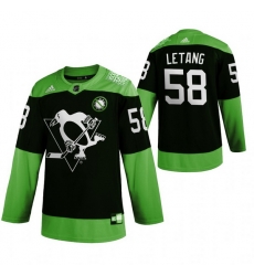 Men Pittsburgh Penguins 58 Kris Letang Green 2020 Adidas Jersey