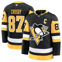 Men Pittsburgh Penguins 87 Sidney Crosby Black 2024 25 Home Stitched Hockey Jersey