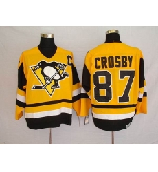 Penguins #87 Sidney Crosby Stitched Yellow Mitchell 26Ness NHL Jersey