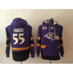 Men Nike Baltimore Ravens Terrell Suggs 55 NFL Winter Thick Hoodie