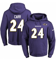 NFL Mens Nike Baltimore Ravens 24 Brandon Carr Purple Name Number Pullover Hoodie