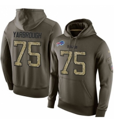 NFL Nike Buffalo Bills 75 Eddie Yarbrough Green Salute To Service Mens Pullover Hoodie