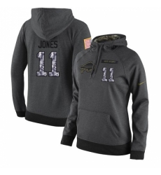 NFL Womens Nike Buffalo Bills 11 Zay Jones Stitched Black Anthracite Salute to Service Player Performance Hoodie