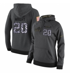 NFL Womens Nike Buffalo Bills 20 Shareece Wright Stitched Black Anthracite Salute to Service Player Performance Hoodie