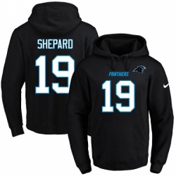 NFL Mens Nike Carolina Panthers 19 Russell Shepard Black Name Number Pullover Hoodie