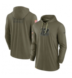 Men Cincinnati Bengals 2022 Olive Salute To Service Tonal Pullover Hoodie