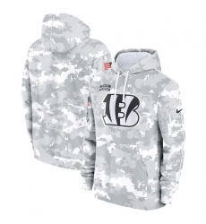 Men Cincinnati Bengals 2024 Arctic Camo Salute To Service Club Fleece Pullover Stitched Hoodie