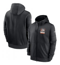 Men Cincinnati Bengals New 2020 Nike Gray Black Fan Gear Mascot Performance Full Zip Hoodie