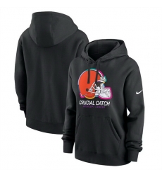 Women Cleveland Browns Black 2024 Crucial Catch Club Pullover Hoodie