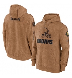 Men Cleveland Browns 2023 Brown Salute To Service Pullover Hoodie