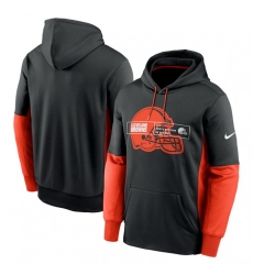 Men Cleveland Browns Black Color Block Fleece Performance Pullover Hoodie