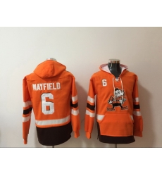 Men Nike Cleveland Browns Baker Mayfield 6 NFL Winter Thick Hoodie Orange