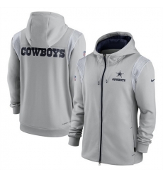 Men Dallas Cowboys Grey Zipper Hoodie