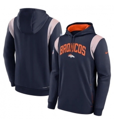 Men Denver Broncos Navy Sideline Stack Performance Pullover Hoodie 001