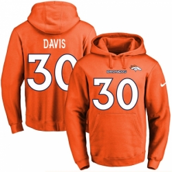 NFL Mens Nike Denver Broncos 30 Terrell Davis Orange Name Number Pullover Hoodie